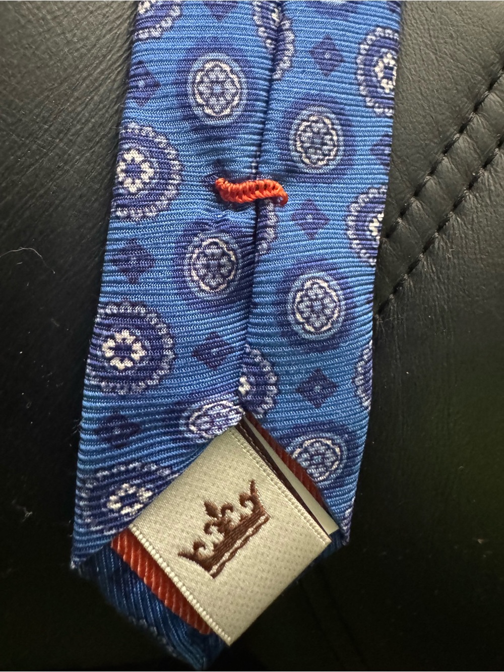 Peter Millar Blue Medallion Silk Tie with Crown Detail
